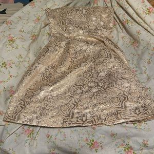 Strapless forever 21 golden dress  rarely ever used